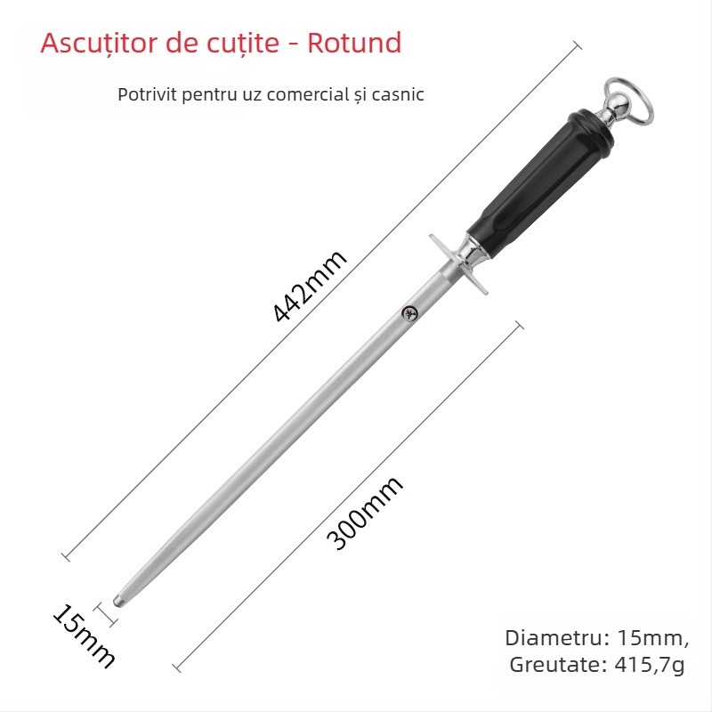 Tija de ascuțit din diamant pentru cuțite — instrument profesional de ascuțire pentru bucătărie