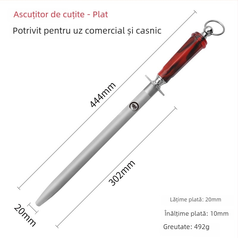Tija de ascuțit din diamant pentru cuțite — instrument profesional de ascuțire pentru bucătărie
