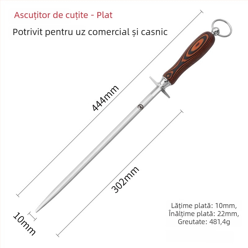 Tija de ascuțit din diamant pentru cuțite — instrument profesional de ascuțire pentru bucătărie