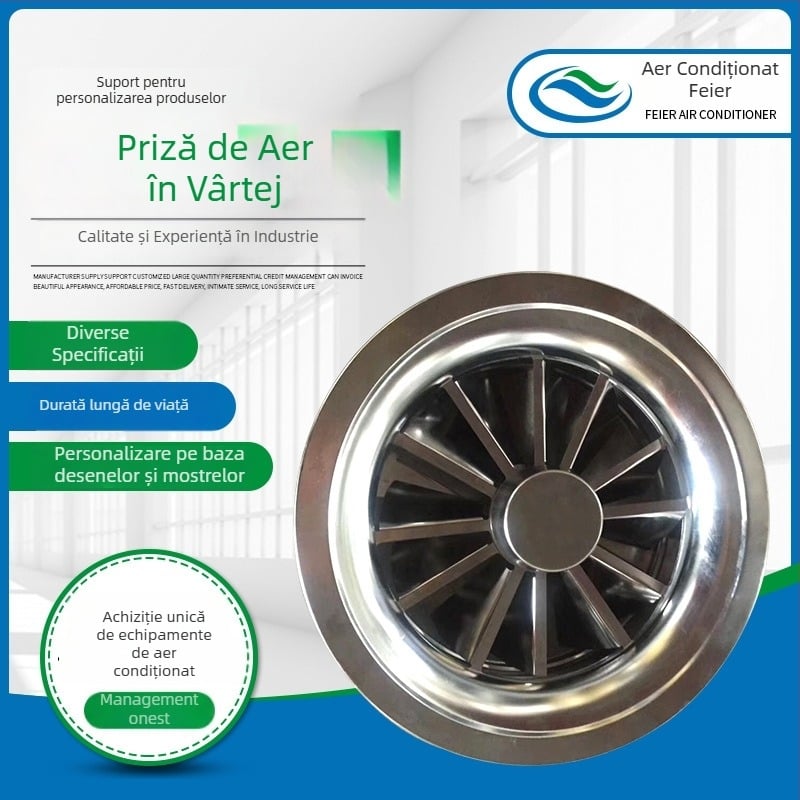 Ventilator de aer din aliaj de aluminiu, ieșire centrală de aer, electric, rotund sau pătrat, din oțel inoxidabil