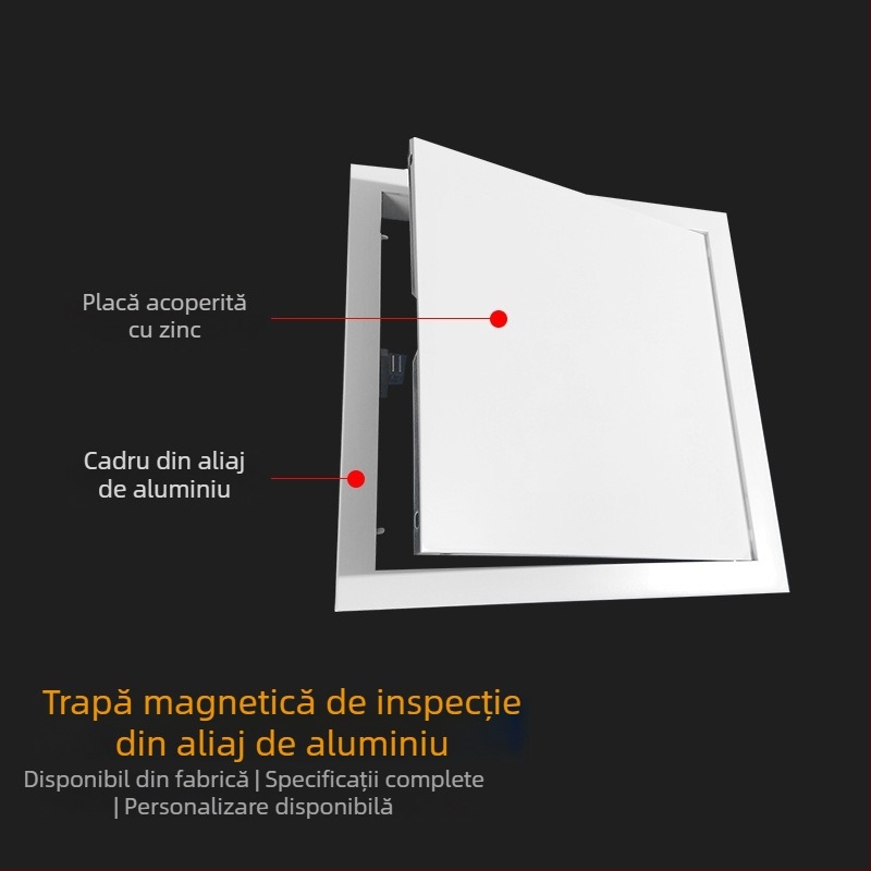 Port de inspecție din aliaj de aluminiu, cu mecanism magnetic de apăsare și panou din oțel galvanizat pentru ventilație și întreținere