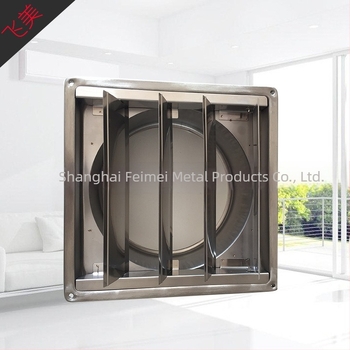 Cap de ventilație din oțel inoxidabil 304, 100 mm, difuzor pătrat reglabil pentru perete exterior