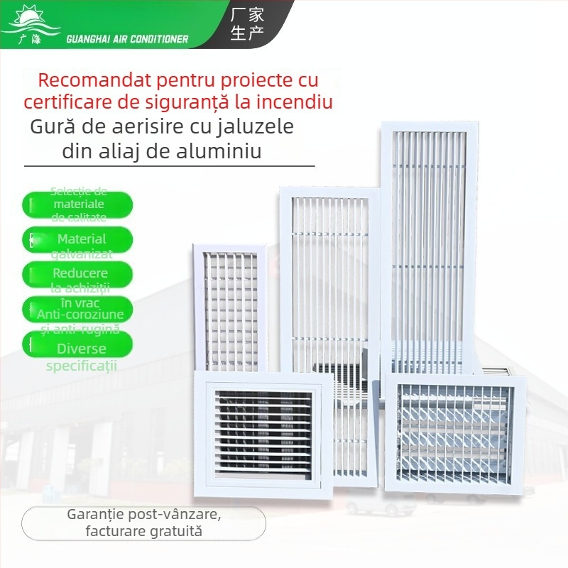Ventilație cu lame din aliaj de aluminiu pentru perete exterior, dublu strat, protecție la ploaie și vânt, formă pătrată și circulară