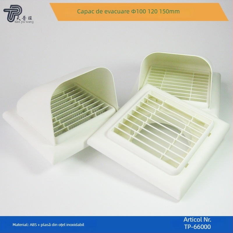 Capac de vent extern de perete, din plastic, protecție anti-vânt pentru evacuare în bucătărie și baie
