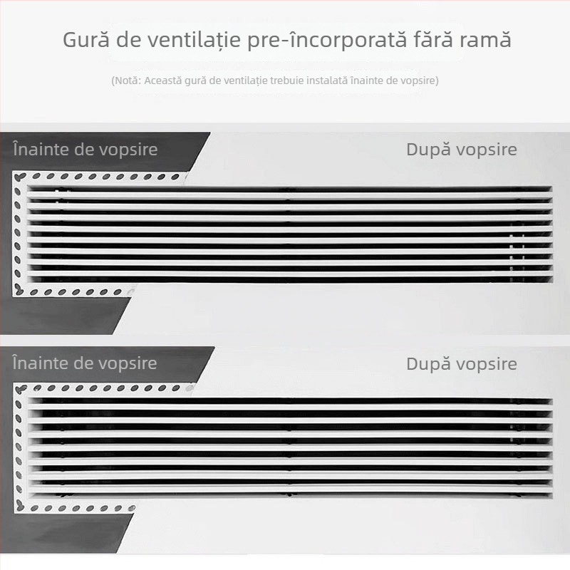 Orificiu de aer liniar din ABS pentru climatizare centrală, cu un singur strat, încastrat, fără ramă