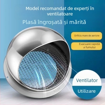 Conductă de evacuare din oțel inoxidabil 304 pentru hotă, ventilație exterioară pe perete, protecție la ploaie, păsări și țânțari, capac de aer sferic