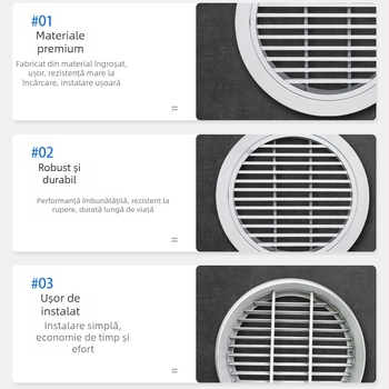 Orificiu circular de aer din aliaj de aluminiu, grilă lamelară pentru pereți exteriori