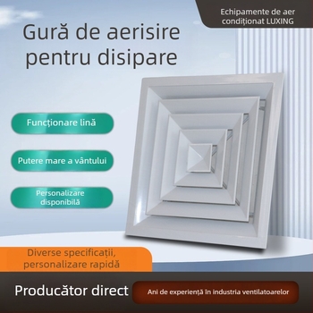 Orificiu de aer din aliaj de aluminiu cu ventilație pentru aer condiționat central, pe perete exterior, lamele rabatabile, protecție la foc și ploi