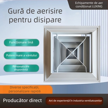 Orificiu de aer din aliaj de aluminiu cu ventilație pentru aer condiționat central, pe perete exterior, lamele rabatabile, protecție la foc și ploi