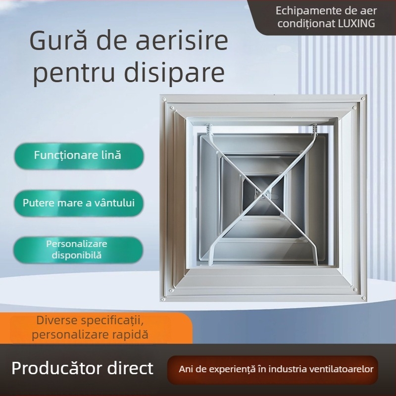 Orificiu de aer din aliaj de aluminiu cu ventilație pentru aer condiționat central, pe perete exterior, lamele rabatabile, protecție la foc și ploi