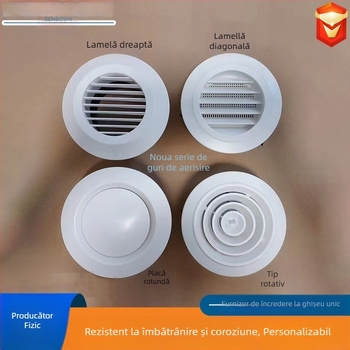 ABS ieșire circulară de aer cu lamele drepte și înclinate, difuzor de ventilație pentru centrala de climatizare, disc rotativ pentru aer proaspăt
