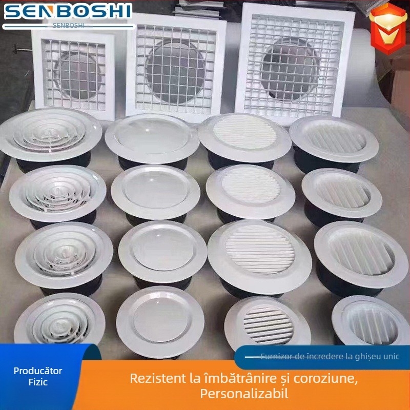 ABS ieșire circulară de aer cu lamele drepte și înclinate, difuzor de ventilație pentru centrala de climatizare, disc rotativ pentru aer proaspăt