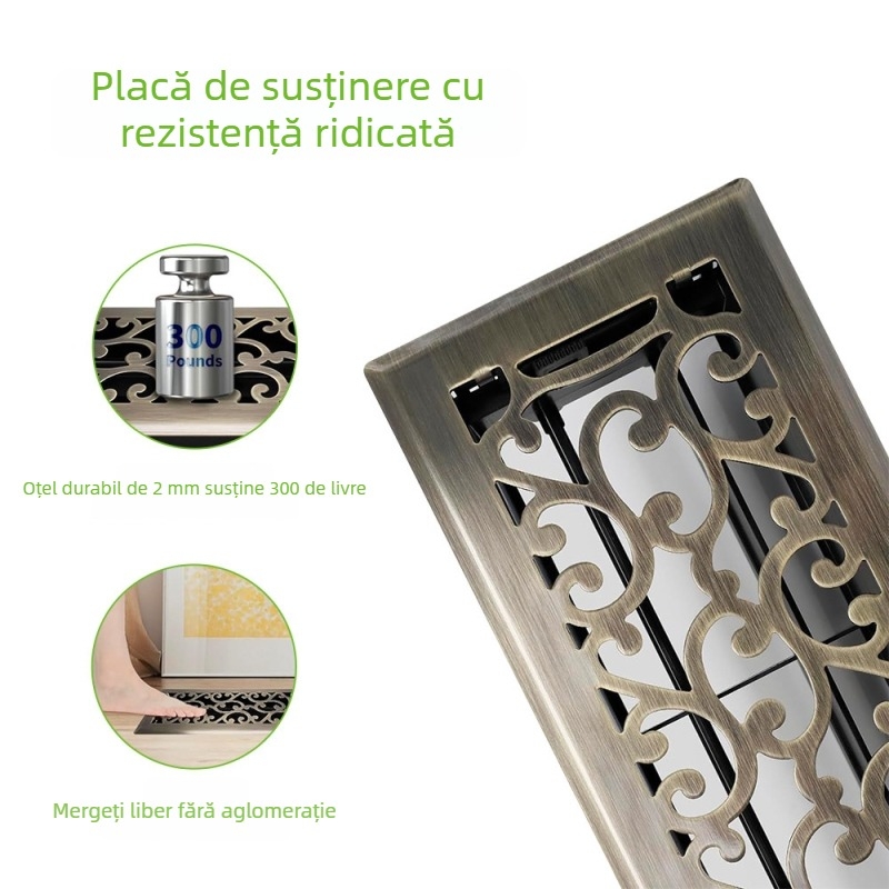 Grilă de podea din oțel inoxidabil, design dublu-strat, stil victorian