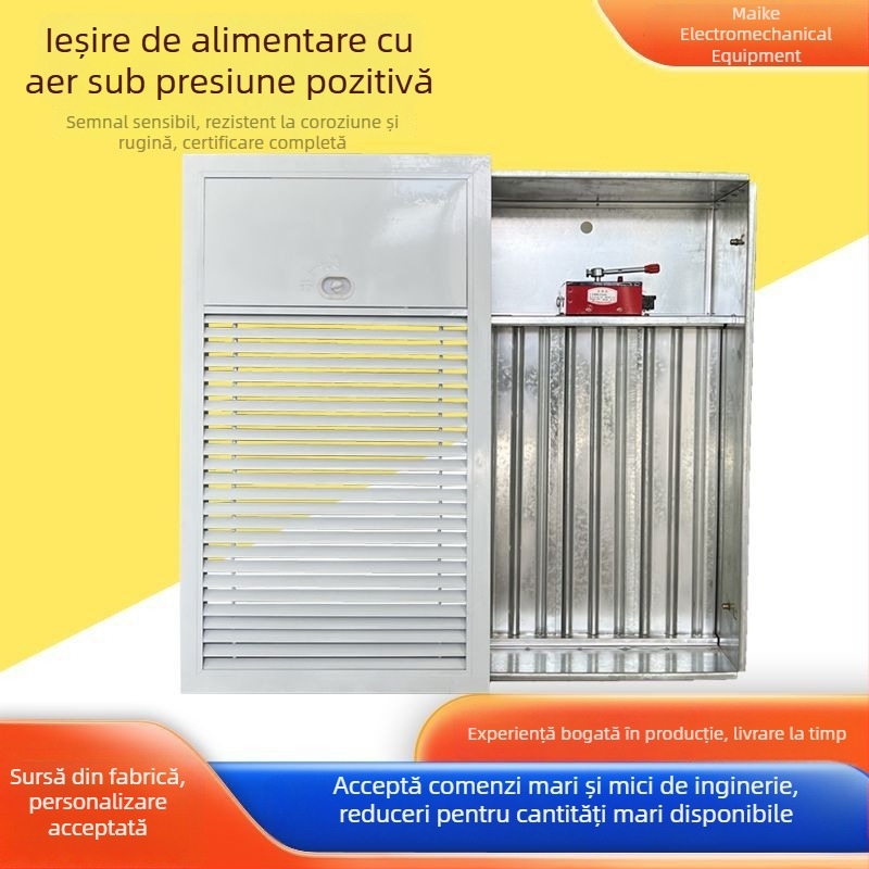 Ventil pentru evacuare fum în casa scărilor cu presiune pozitivă și furnizare de aer pentru protecție împotriva incendiilor, manual și electric, închis în mod normal