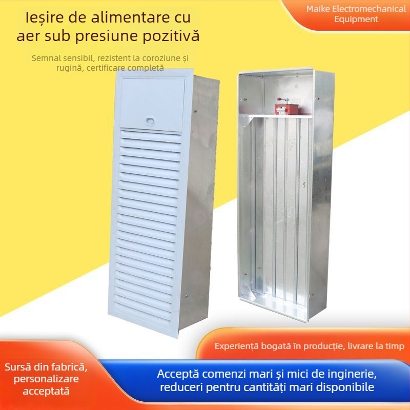 Ventil pentru evacuare fum în casa scărilor cu presiune pozitivă și furnizare de aer pentru protecție împotriva incendiilor, manual și electric, închis în mod normal