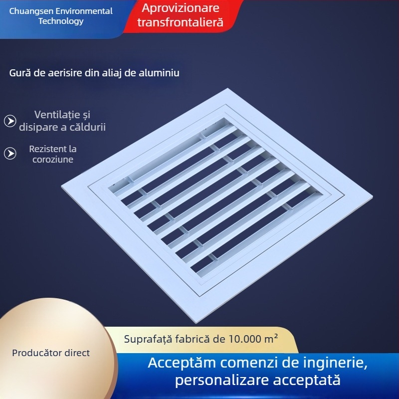 Ventilație lamelară din aliaj de aluminiu pentru aer condiționat, perete exterior – protecție împotriva ploii și razelor de soare