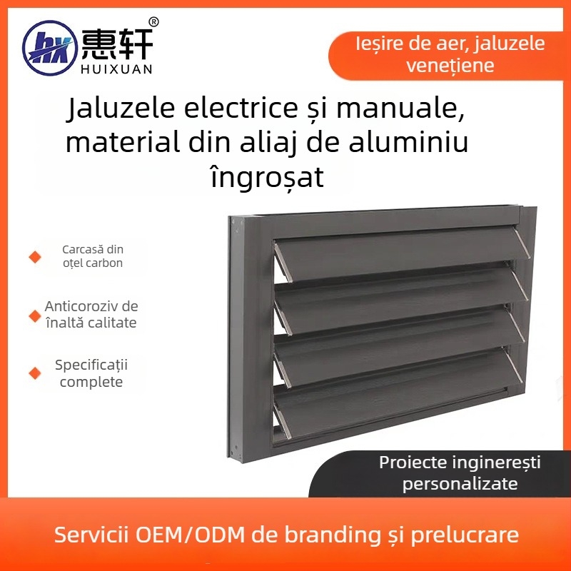 Lameli de ventilație din aliaj de aluminiu, cu acționare electrică și manuală, rezistente la foc și la ploaie
