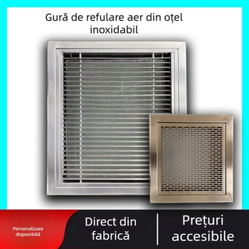 Gură de aer pentru aer condiționat central din oțel inoxidabil, ventil de retur tip ușă, lamelă simplă