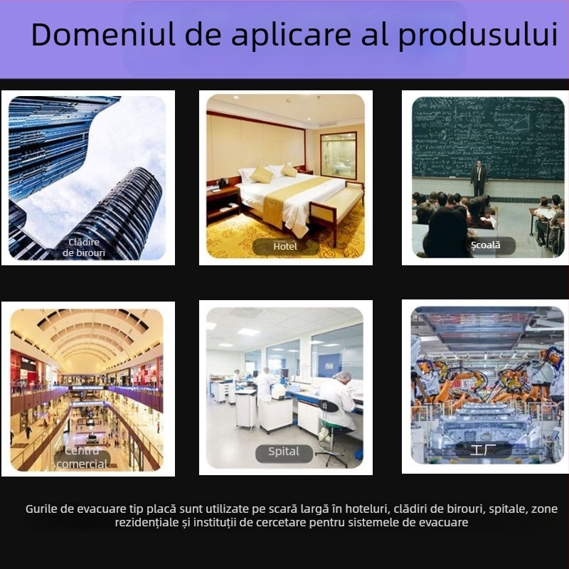 Building Beauty difuzor pătrat pentru tavane, evacuare fum, oțel zincat