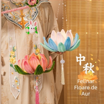 Kit DIY pentru felinar din hârtie, cu lampă lotus luminoasă și tijă răsucită, în stil chinezesc