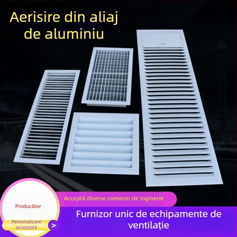 Ventilație centrală din aliaj de aluminiu cu lamele, grilă pentru perete exterior, impermeabilă și rezistentă la coroziune