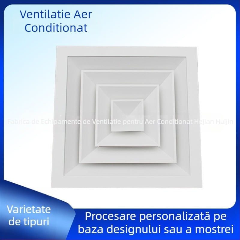 Orificiu pătrat de ventilație pentru aer condiționat, din oțel inoxidabil, cu lame orientabile