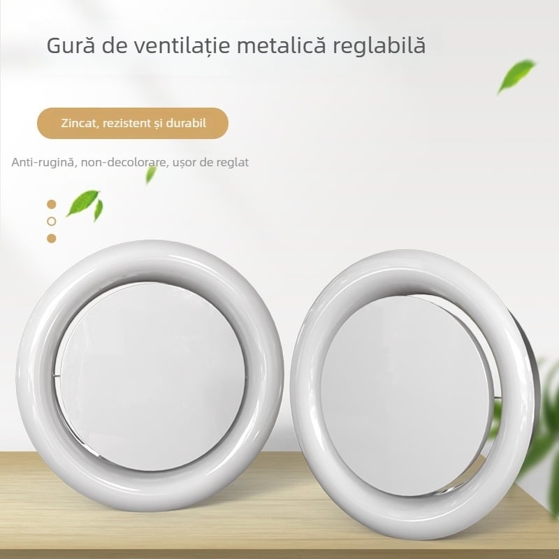 Orificiu de aer rotund metalic pentru sistemul de aer proaspăt interior, disc reglabil