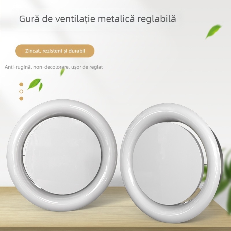 Orificiu de aer rotund metalic pentru sistemul de aer proaspăt interior, disc reglabil