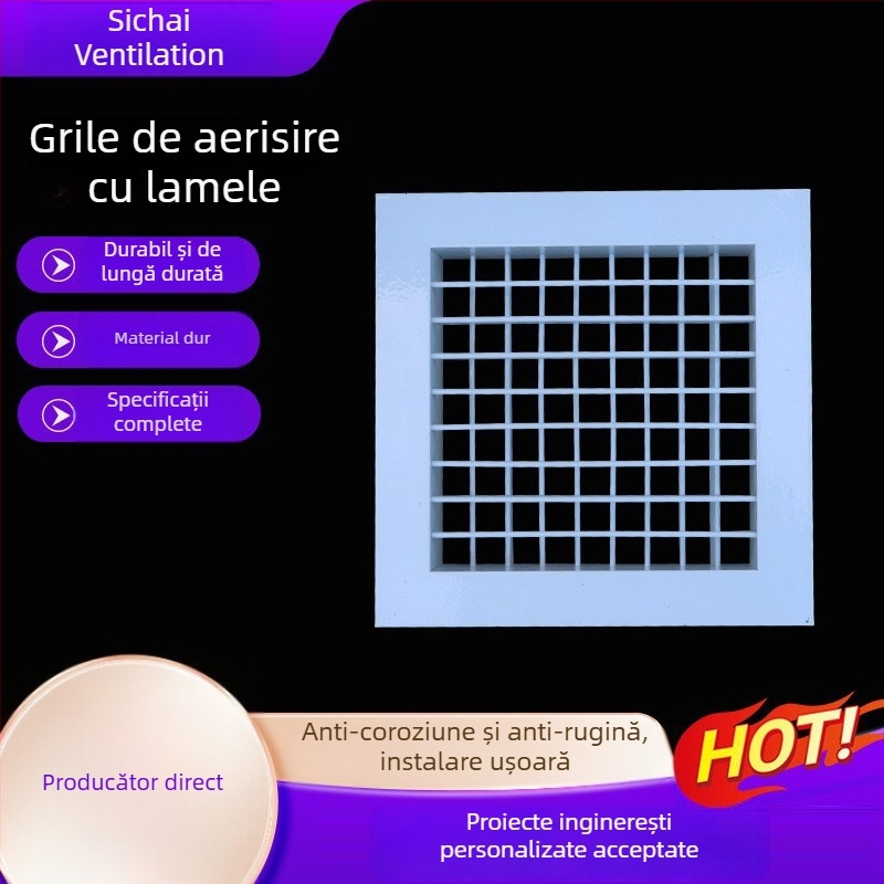 Orificiu de aer cu lamele din aliaj de aluminiu pentru peretele exterior, rezistent la ploi și ventilat, grilă reglabilă pentru unitatea exterioară a aparatului de aer condiționat