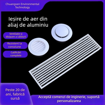 Orificiu de aer din aliaj de aluminiu cu lamele, rezistent la ploaie, rotund sau pătrat, un singur strat