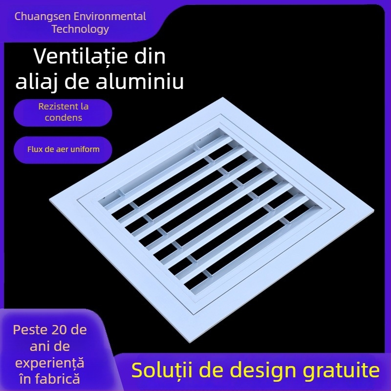 Orificiu de aer din aliaj de aluminiu cu lamele, rezistent la ploaie, rotund sau pătrat, un singur strat
