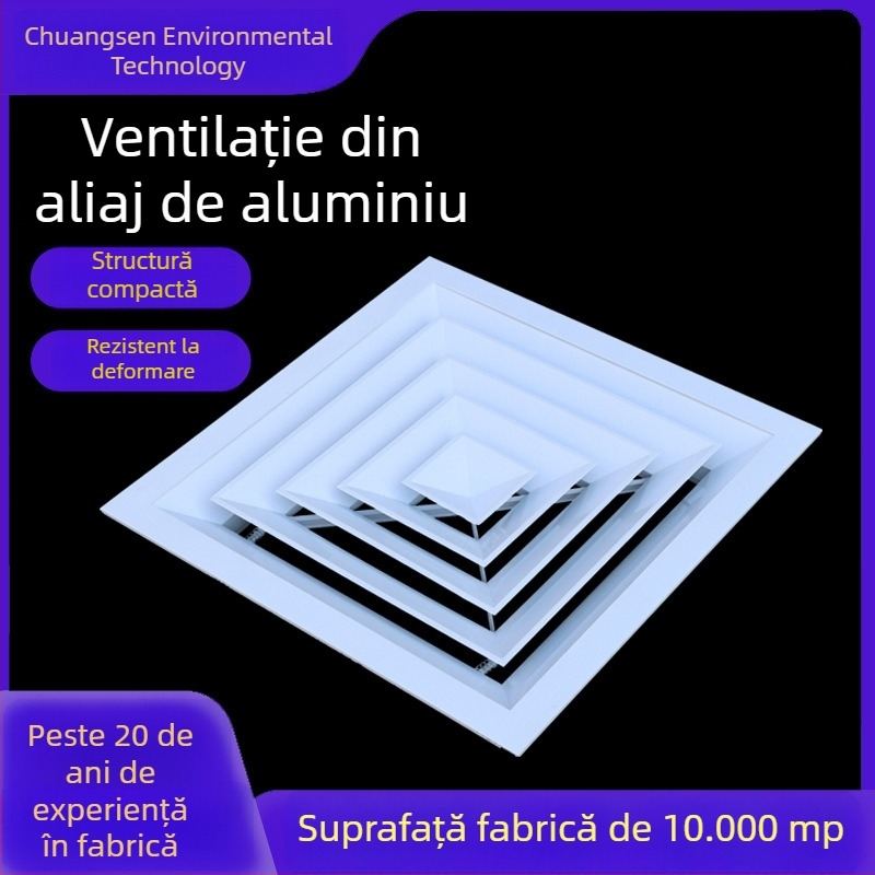 Orificiu de aer din aliaj de aluminiu cu lamele, rezistent la ploaie, rotund sau pătrat, un singur strat