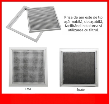 Grilă de retur tip ou cu filtru pentru aer condiționat central, deschizibilă