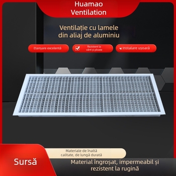 Grilă din aliaj de aluminiu pentru ventilația centrală a aerului, intrare și ieșire, impermeabilă și rezistentă la coroziune, cu lamele