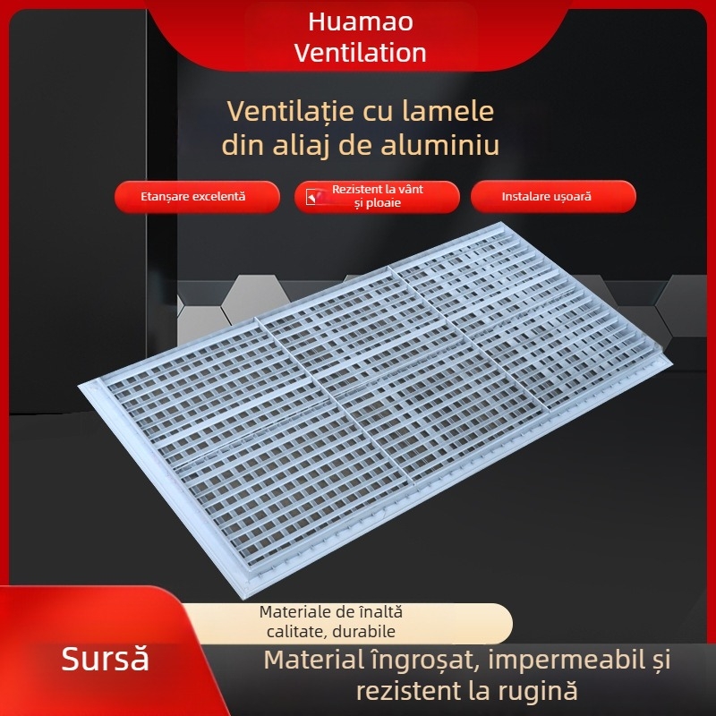 Grilă din aliaj de aluminiu pentru ventilația centrală a aerului, intrare și ieșire, impermeabilă și rezistentă la coroziune, cu lamele