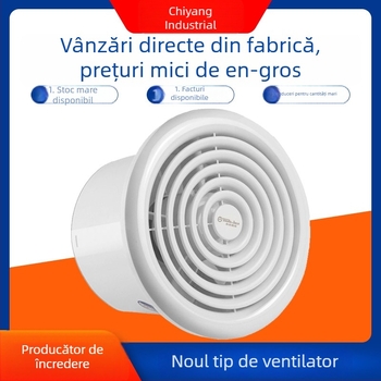 Ventilator de evacuare pentru baie, montaj pe perete și pe tavan, circular, puternic și silențios, diametru 4 inch