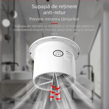 Ventilator de evacuare pentru baie, montaj pe perete și pe tavan, circular, puternic și silențios, diametru 4 inch