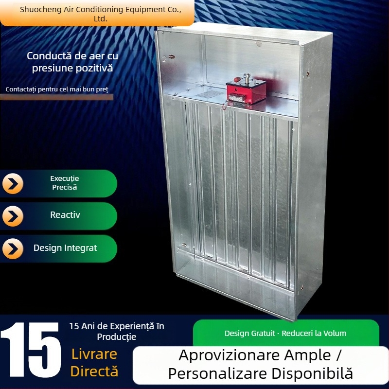 Ventil de alimentare cu aer în presiune pozitivă, tip închis, ventil de fum cu mai multe palete, evacuare fum în scară de incendiu, canal de aer pătrat din aliaj de aluminiu îngroșat