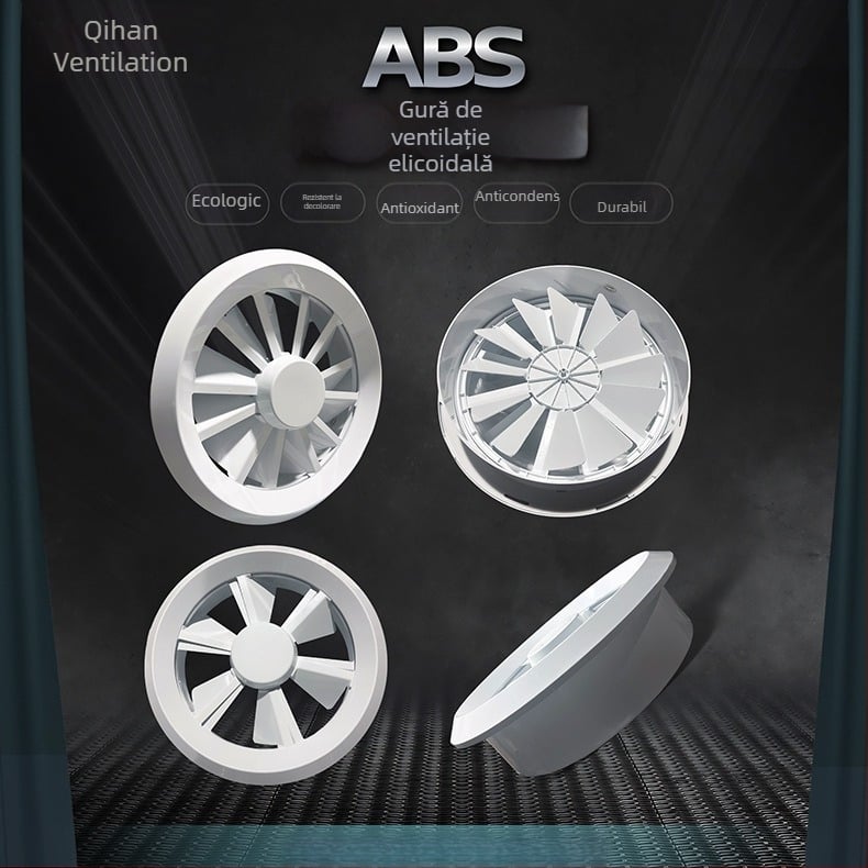 Orificiu de aer circular din ABS pentru climatizare centrală, cu regulator de ventilație, lamele duble