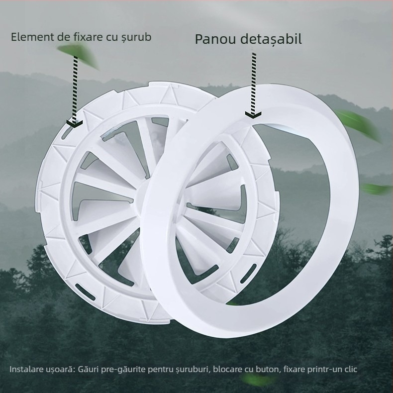 Orificiu de aer circular din ABS pentru climatizare centrală, cu regulator de ventilație, lamele duble
