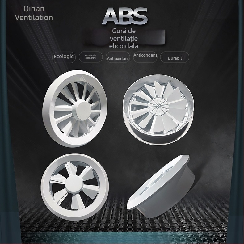 Orificiu de aer circular din ABS pentru climatizare centrală, cu regulator de ventilație, lamele duble