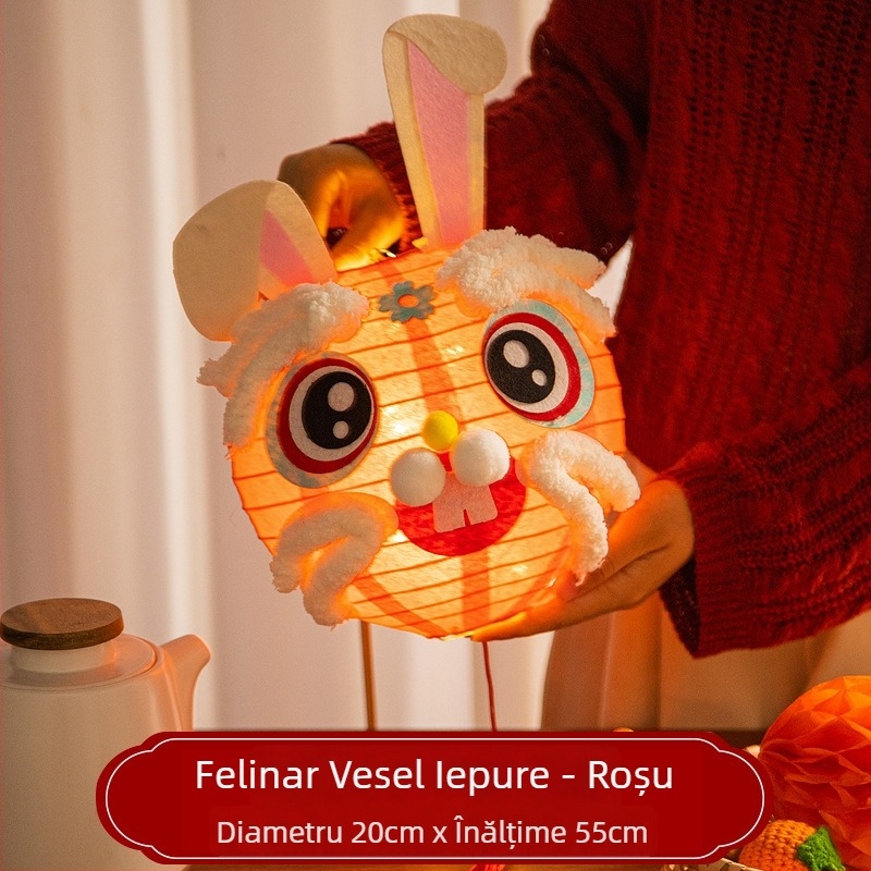 Fenar cu iepuraș pentru Festivalul Lunii de Toamnă – kit DIY pentru copii, lanternă din hârtie iluminată