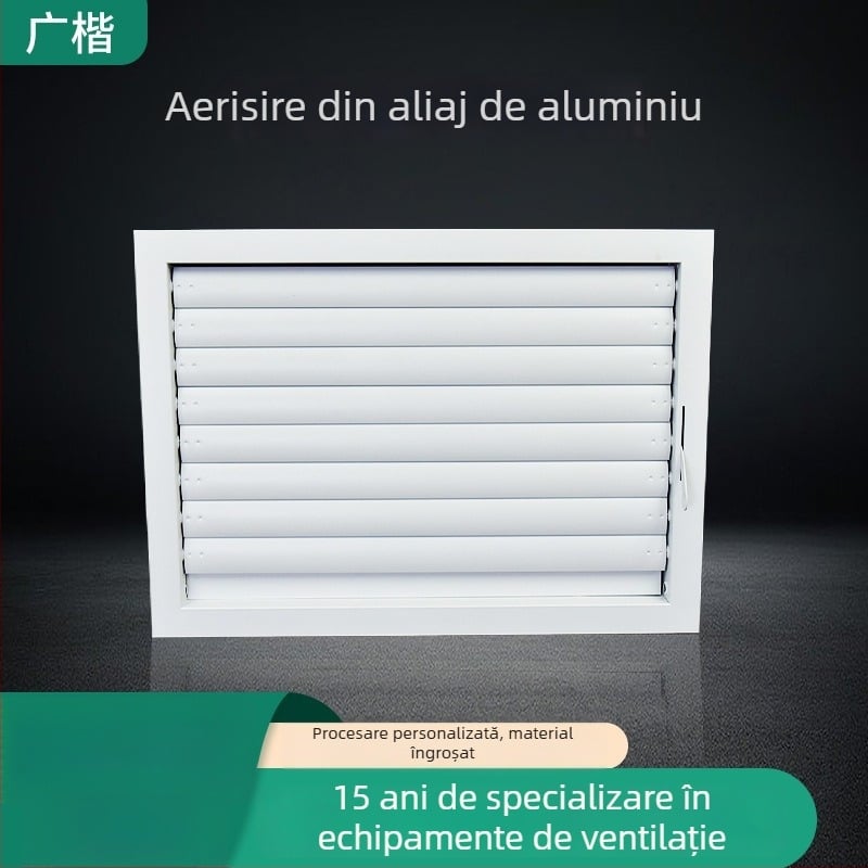 Orificiu de aer din aluminiu cu lamele pentru ventilație, protecție la ploaie, comutator cu legătură manuală