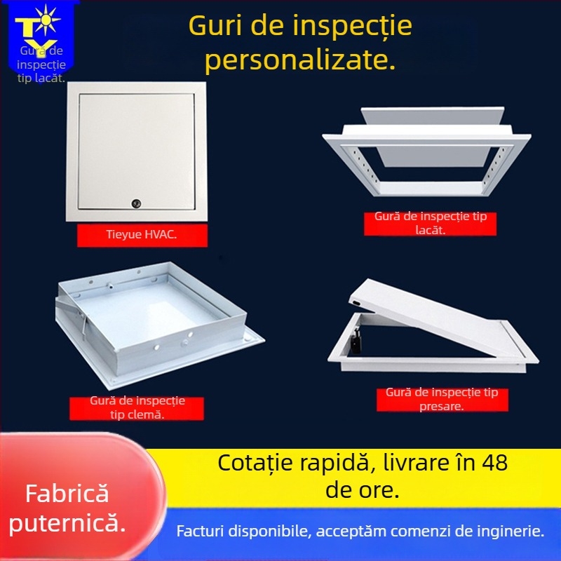 Panou de acces din aliaj de aluminiu, cu acționare prin apăsare și magnet pentru pereți, țevi și plafoane
