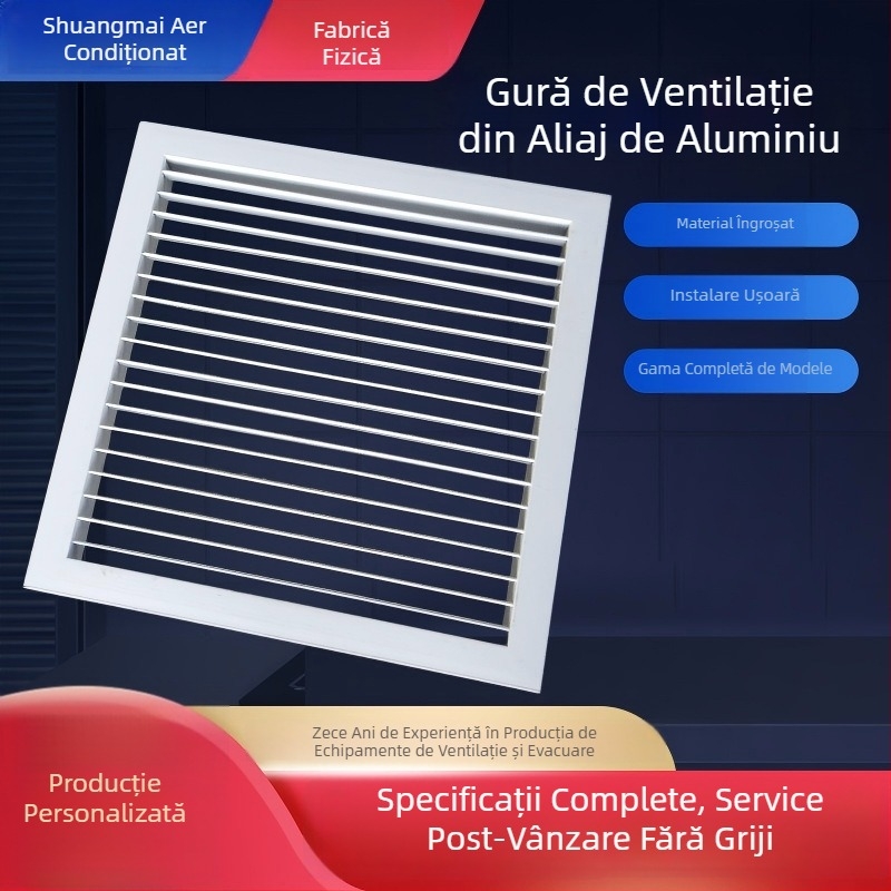 Grilă de aer din aliaj de aluminiu cu un singur strat, pentru sistemul de aer proaspăt, ieșire pentru aer condiționat central și aer de retur, ventilație rezistentă la ploi
