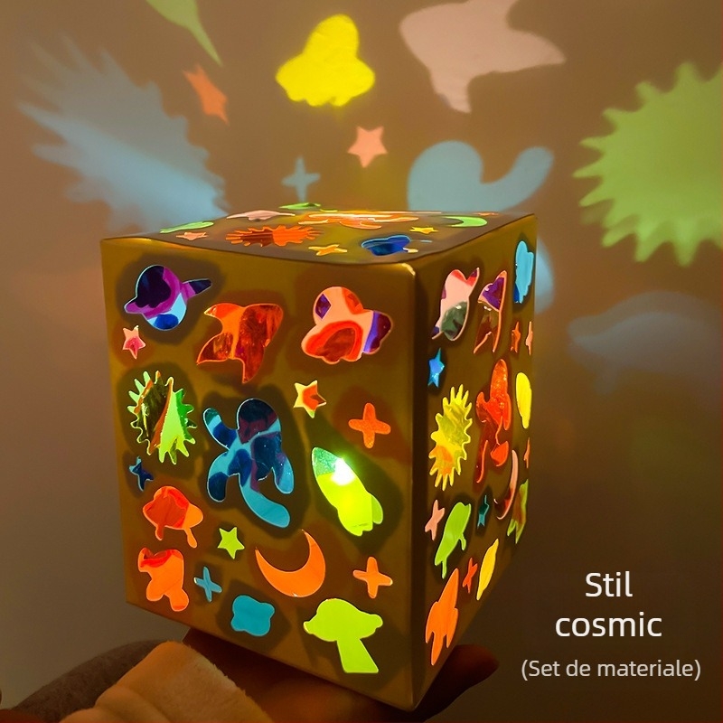 Felinar colorat din celofan pentru copii, joc manual de lumină și umbră, set DIY pentru grădiniță, lampă de proiecție portabilă.
