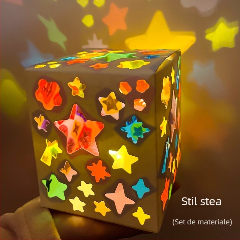 Felinar colorat din celofan pentru copii, joc manual de lumină și umbră, set DIY pentru grădiniță, lampă de proiecție portabilă.