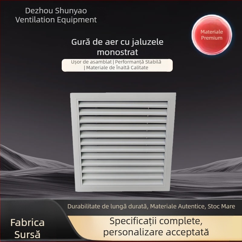 Orificiu de evacuare pentru sistemul de aer proaspăt, cu debit reglabil, grilă lamelară din aliaj de aluminiu pentru aer condiționat central