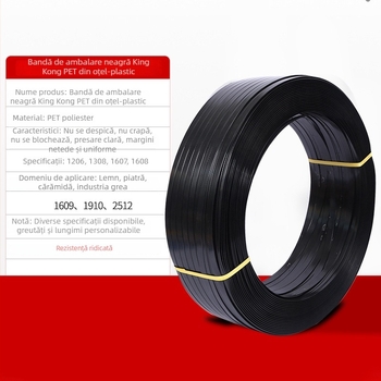 Bandă de ambalare PET neagră, din plastic-otel, pentru ambalare industrială cu mașini