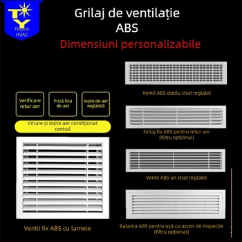 Grilă decorativă pentru ventilația centrală a climatizării, impermeabilă la ploaie, lamele din aliaj de aluminiu, strat unic